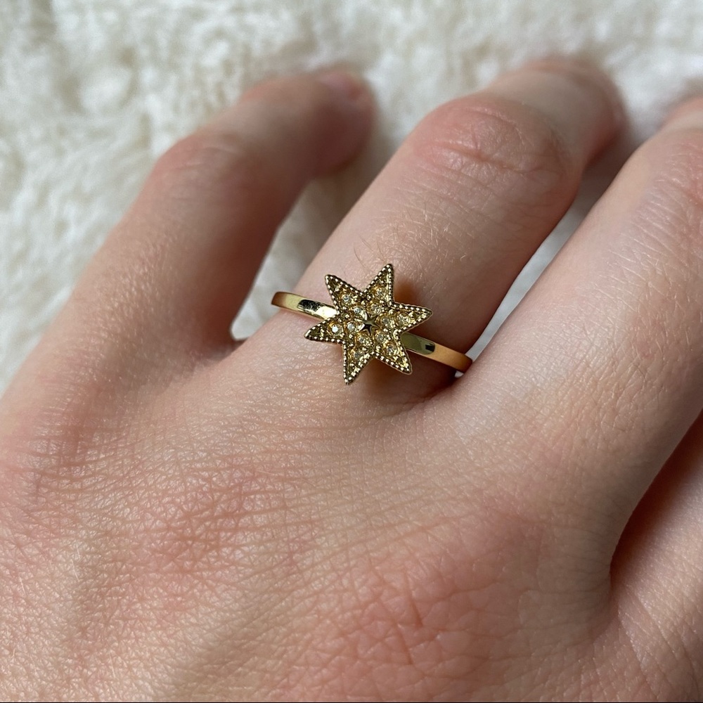 Swarovski Field Yellow Gold Gold-Plated Pave Crystal Star Ring
